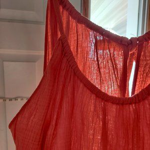 Kona Sol Bright Orange Gauzy Cover Up 1X/2X
